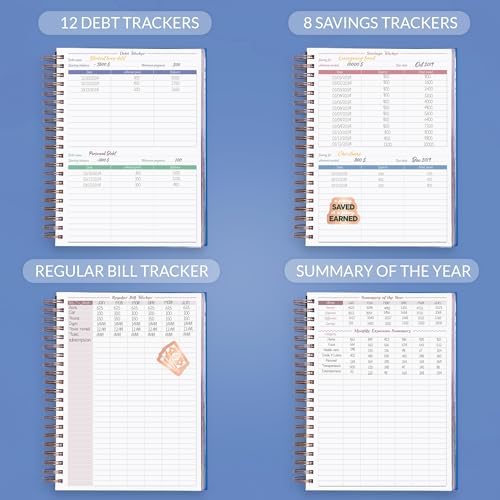 GoGirl Budget Planner & Monthly Bill Organizer with Pockets, Blue - Image 5