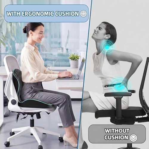 Ergonomic Waist Support and Seat Cushion, 2-in-1 Memory Foam Pad (Black) - Image 3