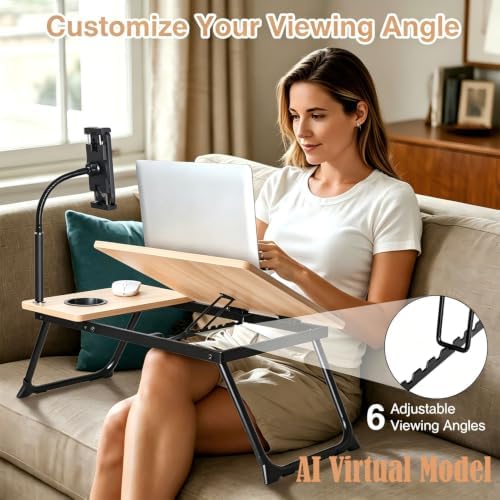Lap Desk with Tablet Holder for Bed and Sofa, Wood Fin - Image 2