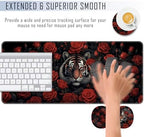TGFEWYTJYJ Extended Gaming Mouse Pad,Memory Foam Ergonomic Keyboard Mouse Wrist Rest Support Set,Large Desk Mat with Stitched Edges,Non-Slip Base Mousepad Home Office,Tiger Rose Flowers - Image 4