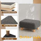 Small Foot Stool Ottoman, Sherpa Footstool Ottoman Foot Rest for Couch, Rectangle Footstools and Ottomans Small for Living Room, Entryway and Bedroom (Gray) - Image 4