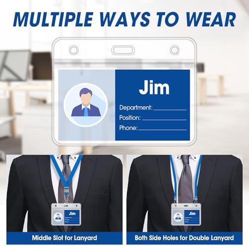 200 Pcs Horizontal Badge Holders, Extra Thick ID Card Name Tag Badge Holder with Resealable Zip, Waterproof ID Badge Holder - Image 4