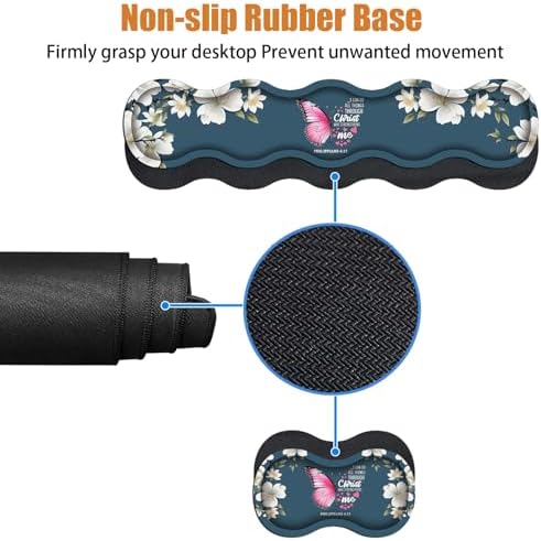 Ergonomic Keyboard Wrist Rest & Mouse Pad Wrist Rest Set, Large XXL Gaming Desk Mat 31.5"x 11.8" with Non-Slip Base for Home Office Study Gaming, Floral Butterfly Quote Bible Verse Philippians 4:13 - Image 4