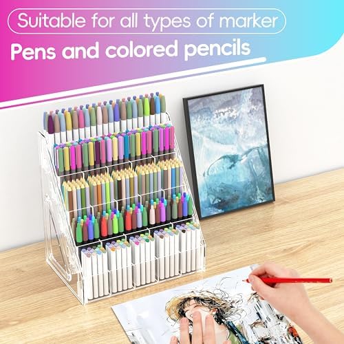 150 Slots Marker Organizer, 5 Tier Acrylic Marker Storage Rack - Image 2