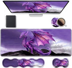 Ergonomic Keyboard Wrist Rest & Mouse Pad Wrist Rest Set, Large XXL Gaming Desk Mat 31.5"x 11.8" with Memory Foam, Easy Typing Pain Relief for Office & Home, Purple Dragon by Unknown