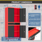 Fesbos 73" Metal Cabinet-Black & Red Heavy Duty Rolling Storage Cabinet Steel Tool Cabinets with Wheels, Shelves, Lockable Doors and Drawers- for Garage, Warehouse Home Office- Assembly Required - Image 2