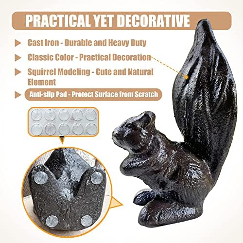 Cute Squirrel Cast Iron Bookends 2PCS, Heavy‑Duty Decorative Book Stoppers - Image 7