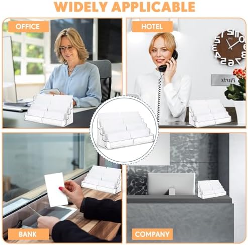 Jutom 8 Pcs 8 Pocket Acrylic Business Card Holder 7.68 x 3.43 x 3.82 Inch Multi Business Card Holder Display Clear Stand Card Organizer for Desk Literature Flyer Pamphlet - Image 6
