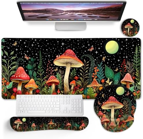 Blusabaca Mushroom Mouse Pad, Funny Cute Desk Mat Office Accessories Decor by Blusabaca