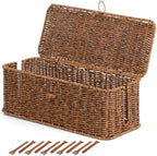 Cable Management Box, Cord Organizer with Lid & Cable Ties - Brown, L by BROWNLILY