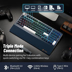 Hexgears E4Pro Wireless Creamy Mechanical Keyboard with Number Pad, Hot Swappable Custom Keyboard with Wrist Rest,Pre-lubed Tactile Switches,Gasket Structure,RGB Backlit Gaming Keyboard (Dark Blue) - Image 3