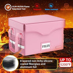 DocSafe 5200°F Fireproof Document Box with Lock,Heat Insulated File Organizer Storage with Pockets,Collapsible Portable Home Office File Safe Box with Handle for Hanging Letter/Legal Folders, Pink - Image 3