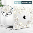 DONGKE for MacBook Air 13 Inch Case M5 2026 M4 2025 M3 M2 2024-2022 A3449 A3240 A3113 A2681, Plastic Hard Shell & Keyboard Cover & Screen Film for MacBook Air 13.6 Inch Case - Golden Floral - Image 5