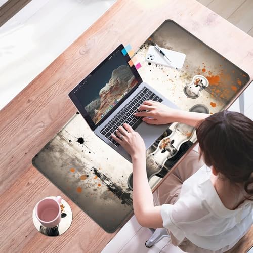 Mouse Pad,Large Desk Mat Set, 4in1 XL Mousepad + Keyboard Wrist Rest+Mouse Wrist Rest+Coaster with Ergonomic Desk Pad for Home Office Table Computer Cover -Floral Highland Cow - Image 7