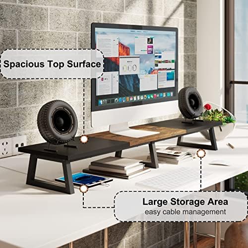TEAMIX 42 inch Large Dual Monitor Riser, Desk Organizer Stand for TV Laptop - Image 2