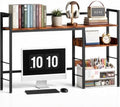 Desk Shelf, 44.9" Desk Hutch for Computer Monitor, Rustic Brown by MZNZ