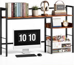 Desk Shelf, 44.9" Desk Hutch for Computer Monitor, Rustic Brown by MZNZ
