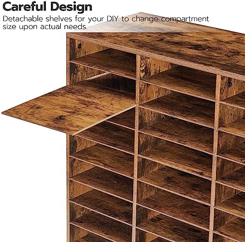HOOBRO Literature Organizer, 27 Compartments Wooden Mail Organizer, Countertop Literature Sorter with Adjustable Shelves for Home, Office, School, Student Mailbox for Classroom, Rustic Brown FG27WF01 - Image 5