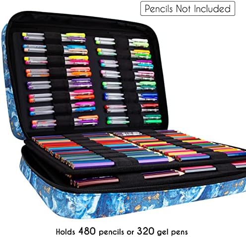 YOUSHARES Big Capacity Colored Pencil Case - 480 Slots large Pen Case Organizer with Multilayer Holder for Prismacolor Colored Pencils & Gel Pen (Quicksand Gold) - Image 2