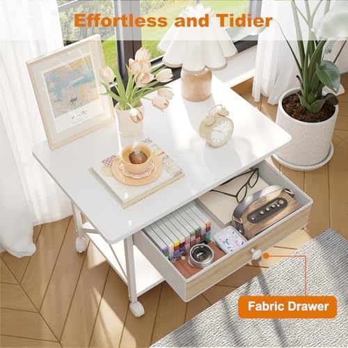 EasyCom Large Printer Stand with Fabric Storage Drawer and Locking Wheels - Image 3