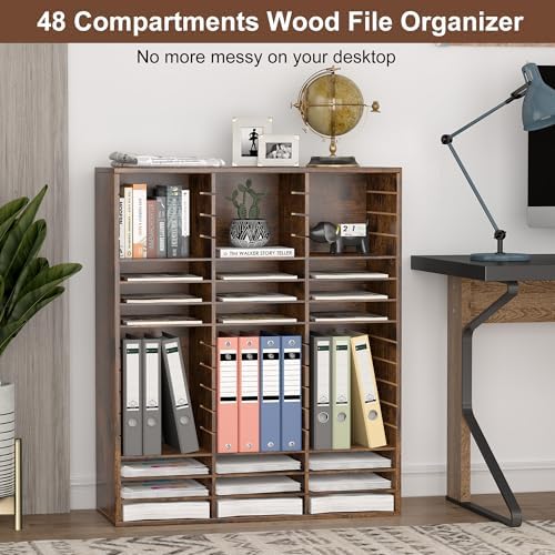 EasyPAG Wooden Literature Organizer with Adjustable Shelves, 48 Compartments Office Paper Organizer Storage 24000 Sheets Letter Size Paper, Student Mailbox for Classroom, Archaize - Image 2