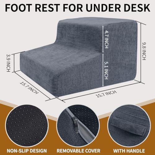Foot Rest for Under Desk at Work,2-Tier Ergonomic Footrest for Office,Brown - Image 2