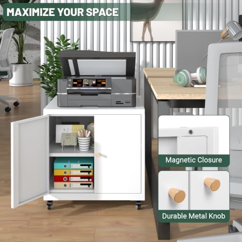 Large Rolling Printer Stand with Storage,Printer Table for Home Office - Image 5