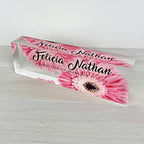 Artblox Office Desk Name Plate Personalized | Custom Name Plates for Desks | Pink Daises Design On Clear Acrylic Glass | Office Desk Decor - (8" x 2.5") - Image 2
