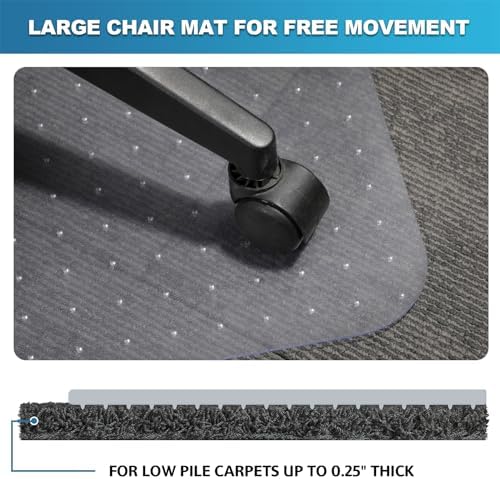 Thickened Chair Mat for Carpet - 47”X 35.5” Heavy Duty Office Chair Mat for Low-Pile Carpeted Floors. Carpet Protector for Office Computer Desk Chair. Easy Rolling, Clear - Image 6