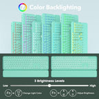Wireless Keyboard and Mouse Combo, Backlit Round Keycaps, Retro Typewriter Keyboard with Detachable Wrist Rest, Rechargeable & Tilt Legs, 2.4GHz Cordless Connection for Windows/PC (Glowing Turquoise) - Image 2