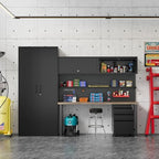Fesbos Metal Storage Cabinet Black Wall Cabinets with Locking Door - Wall Mounted Storage Cabinet for Garage Warehouse Home Office - Assembly Required - Image 5
