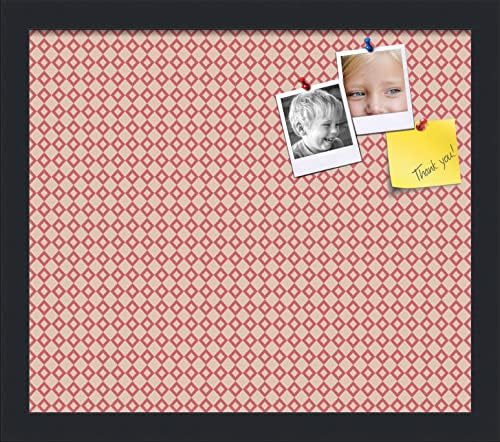 PinPix 15x13 inch Cork Bulletin Board. This Decorative Framed Pin Board Comes with Diamond Pattern in Pink and Beige Design and Satin Black. Ideal for Home, Office Decor or School (PinPix-290) by PinPixBulletinBoards