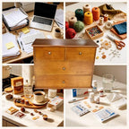Wooden Drawers Oak Desk Organizer with Drawers，Brown - Image 7