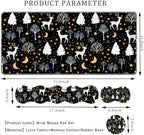 Keyboard Wrist Rest Set,Memory Foam Wrist Support Mouse Pad,31.5"x11.8" Desk Mat for Comfortable Typing & Pain Relief,Non-Slip Base for Office & Home Use - Cute Training Deer and Trees - Image 2