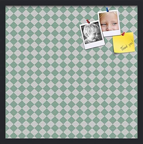 PinPix 24x24 inch Cork Bulletin Board. This Decorative Framed Pin Board Comes with Diamond Pattern in Green and White Design and Satin Black. Ideal for Home, Office Decor or School (PinPix-330) by PinPixBulletinBoards