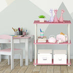 Furinno TURN-N-TUBE Storage Shelves, 3-Tier Book Shelf, Corner Shelf, Toolless Open Shelves, for Organization and Storage, Living Room, Garage, Home Office, Pink - Image 2