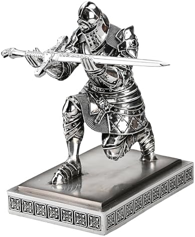 King's Guard Knight Pen Holder with a Letter Opener Desk Organizers Silver - Image 4