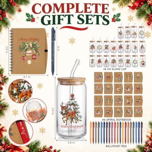 Resurhang 60 Pcs Christmas Winter Gifts Bulk Cup Notebook Pen Set for Staff - Image 2
