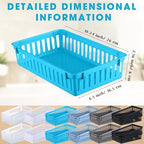 Boao 48 Pieces Plastic Baskets for Organizing 10.24 x 6.5 x 2.36 Inch Rectangular Storage Trays Plastic Organizer Bins Rectangle for Classroom Organization(Mixed Colors) - Image 3