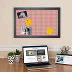 PinPix 28x18 inch Cork Bulletin Board. This Decorative Framed Pin Board Comes with Diamond Pattern in Pink and Beige Design and Satin Black. Ideal for Home, Office Decor or School (PinPix-290) - Image 3