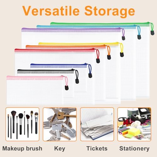 64 Pack A4 Letter Size Mesh Zipper Pouch Bags, 8 Colors - Image 6