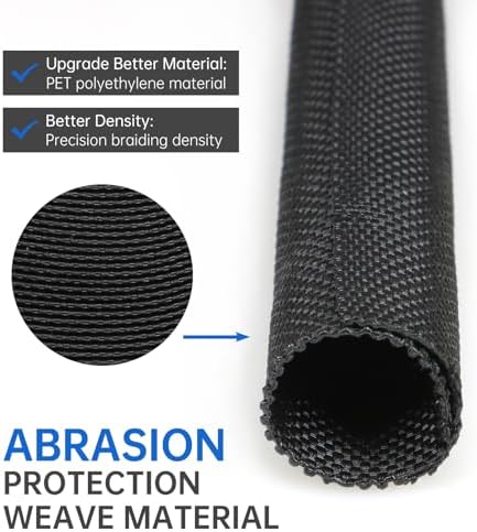 Split Braided Cable Sleeve，Flexible Wire Loom Tubing, Automotive Cord Protector Pet Proof, Cable Management for Computer TV Electric Wires Harness 16ft (Black, 30mm（1-3/16") - Image 3
