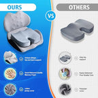 X Large Memory Foam Seat Cushion Lumbar Support Pillow for Sciatica & Tailbone Pressure Relief Coccyx Pad for Office Chair, Car,Wheelchair,Home,Office - Image 5