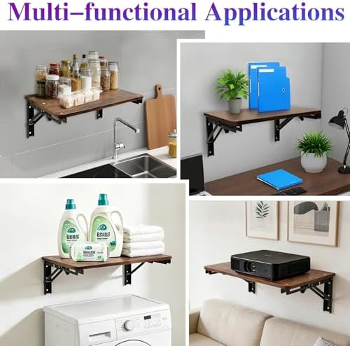 Wooden Folding Shelf Wall Mounted for Small Space, Fold Down Desk for Home - Image 7