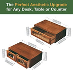 2-pc Stackable Storage Drawers - See-Through Wooden Storage Cabinets - 2-Level Desktop Organizing Cabinet with 3 Drawers - Solid Wood Storage Box with Display & Metal Handles… - Image 3
