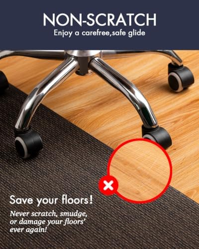 BARoyal Office Chair Mat for Hardwood Floor Under Desk Computer Rolling Chair Mat for Wood/Tile Floor Heavy Duty PVC Plastic Hard Floor Protector 36" x 48"(Coffee) - Image 2