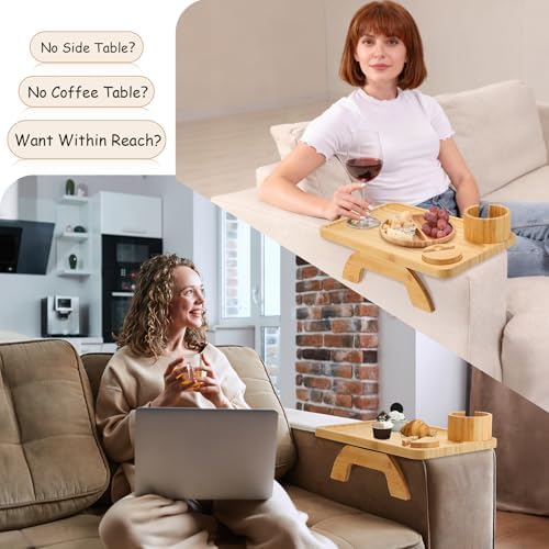 Bamboo Couch Arm Table,3 in 1 Clip-on Table,15.36" x 9.85" - Image 4