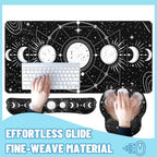 Moon Phase Desk Mat Set Celestial Astrology Black White Large Mouse Pad with Wrist Rest 4in1 Desk Mat for Desktop Ergonomic Computer Desk Arm Wrist Anti-Slip Computer Mouse Pad Home Office Gaming - Image 4