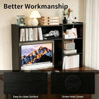 Aetheris Desktop Bookshelf, 43”Adjustable Office Desktop Organizer Shelf, Countertop Storage Hutch with 4 Shelves for Computer Desk, Adjustable Desk Hutch, Wooden Desktop Bookcase (Black) - Image 7