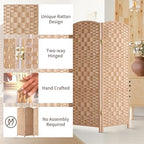 HALLYBEE Short Room Divider, Small Folding Privacy Screens,4 Panel Natural - Image 4